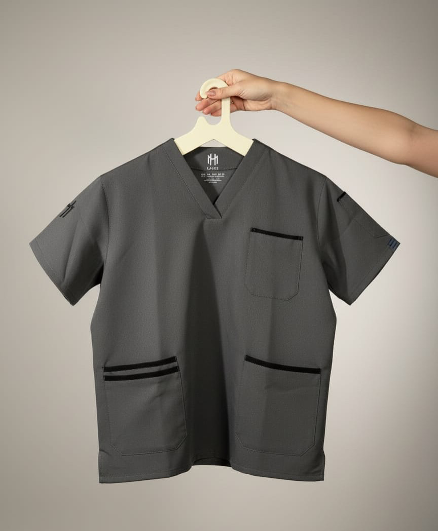 Classic Medical Scrub - Gray with black label